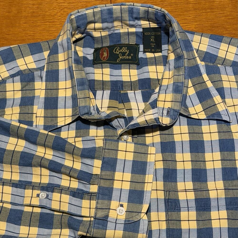 Bobby Jones Shirt Men’s Size XL Multicolor Check Plaid Long Sleeve Button Front